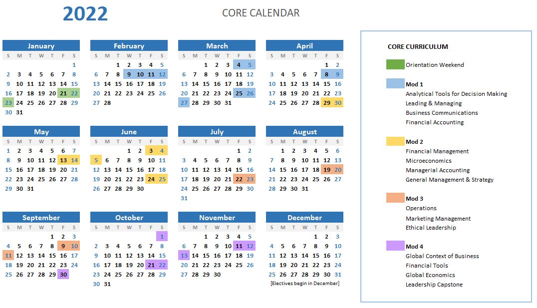 Core Calendar 2022
